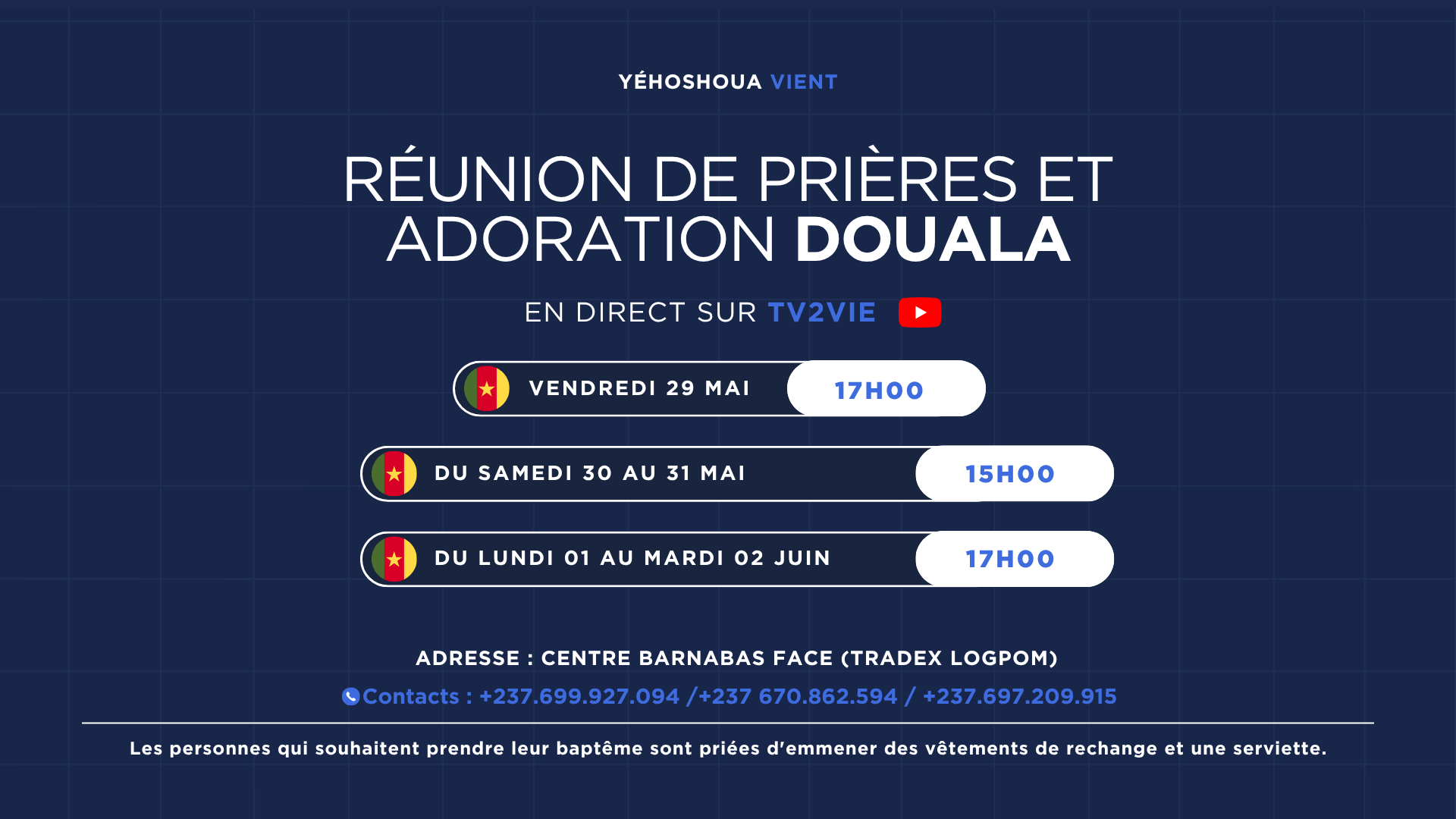 RÉUNION DE PRIÈRES ET ADORATION